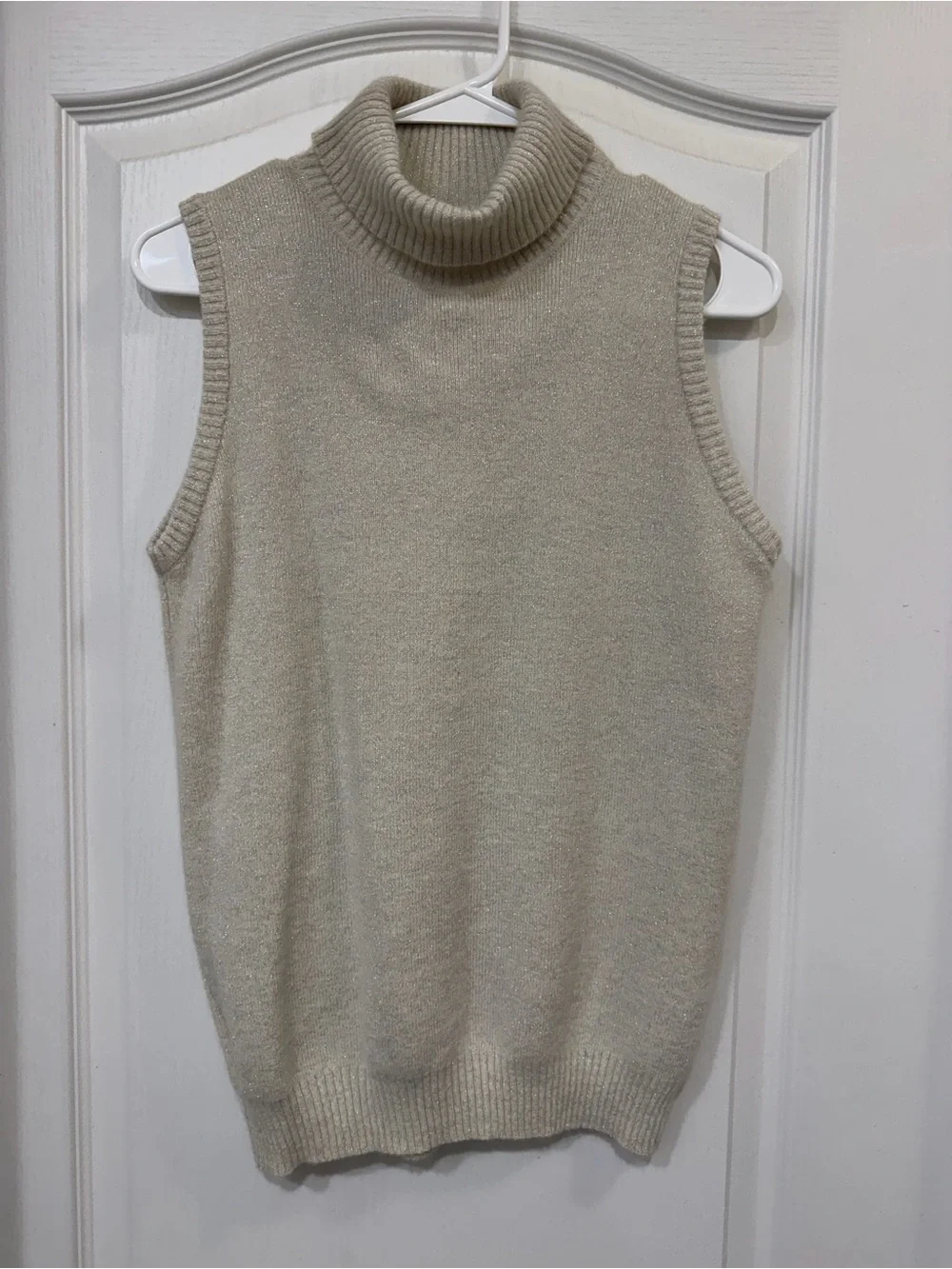 Vintage Vogue Alley Angora Lambswool Metallic Turtleneck Sweater Vest S